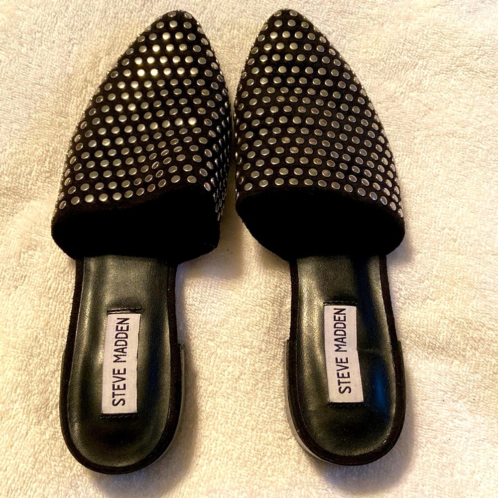 Steve Madden Black Mules with Silver Studs! Never worn!